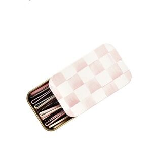 New Goody MacKenzie Childs Matchbox Pink Courtly Check Keepsake Tin Bobbies 20ct